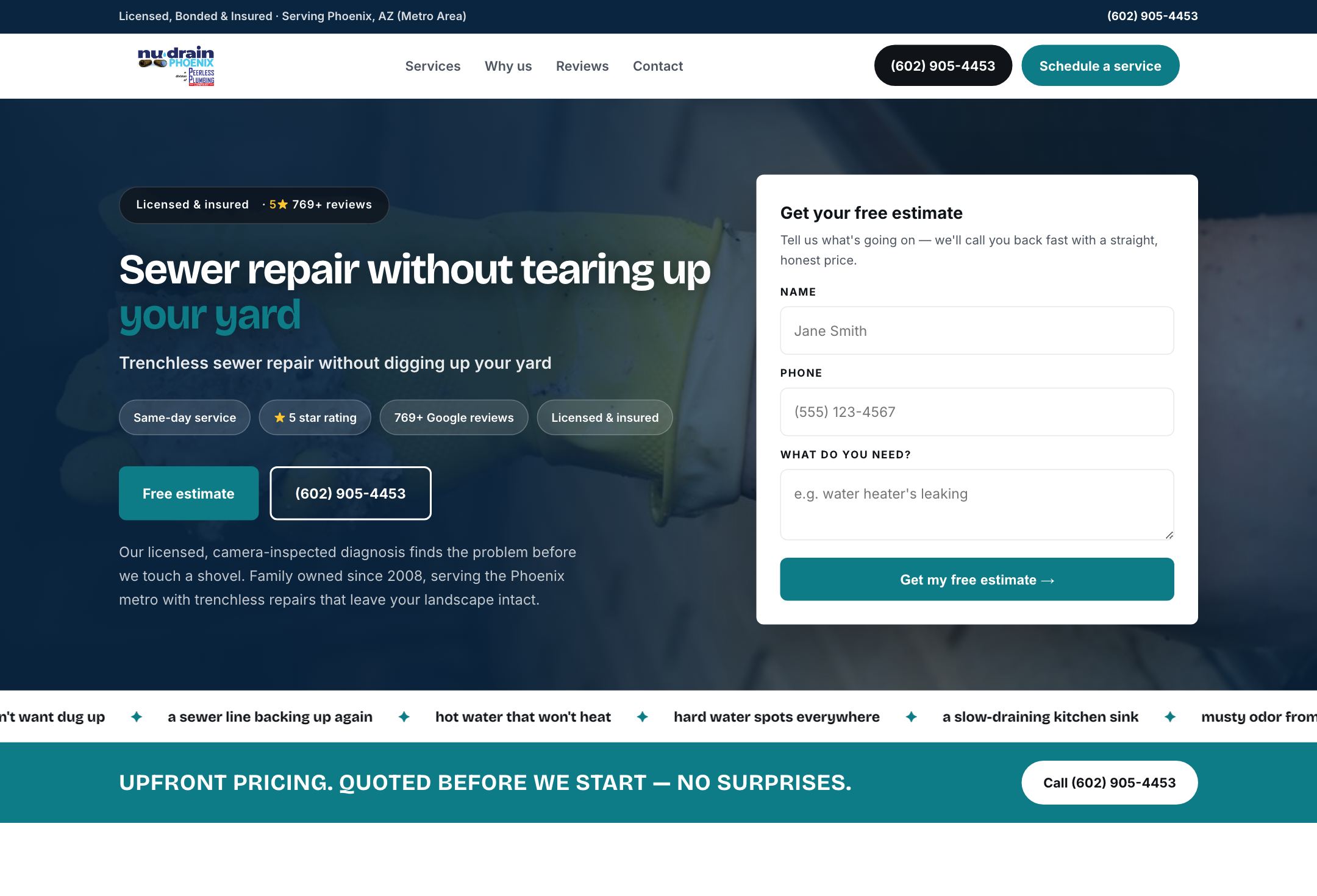 Peerless Plumbing — rebuilt by Craft Site